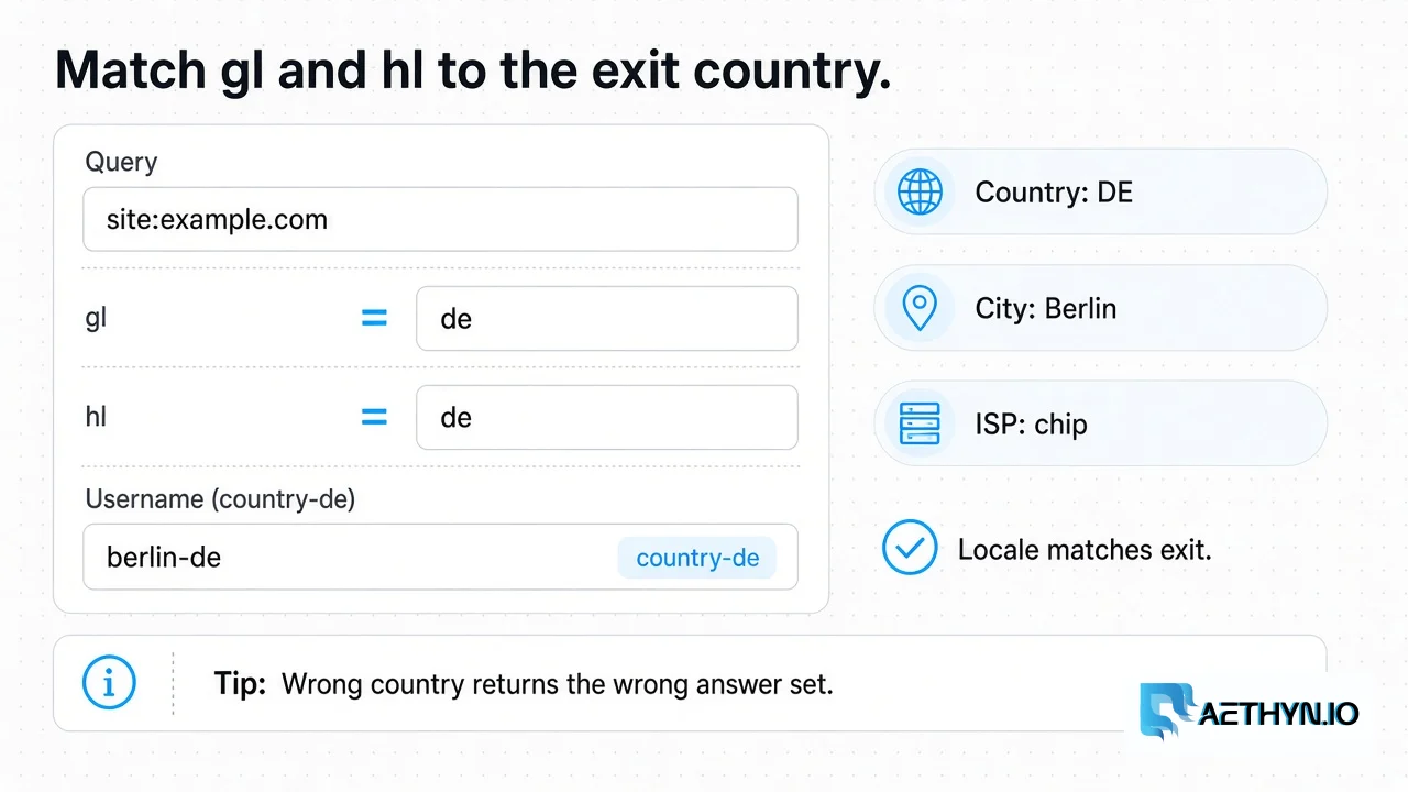 Form pairing gl and hl with a matching country residential exit and optional city targeting.